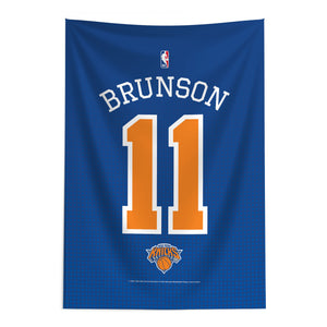 New York Knicks Jalen Brunson Name and Number Wall Hanging Tapestry 24x36 inches