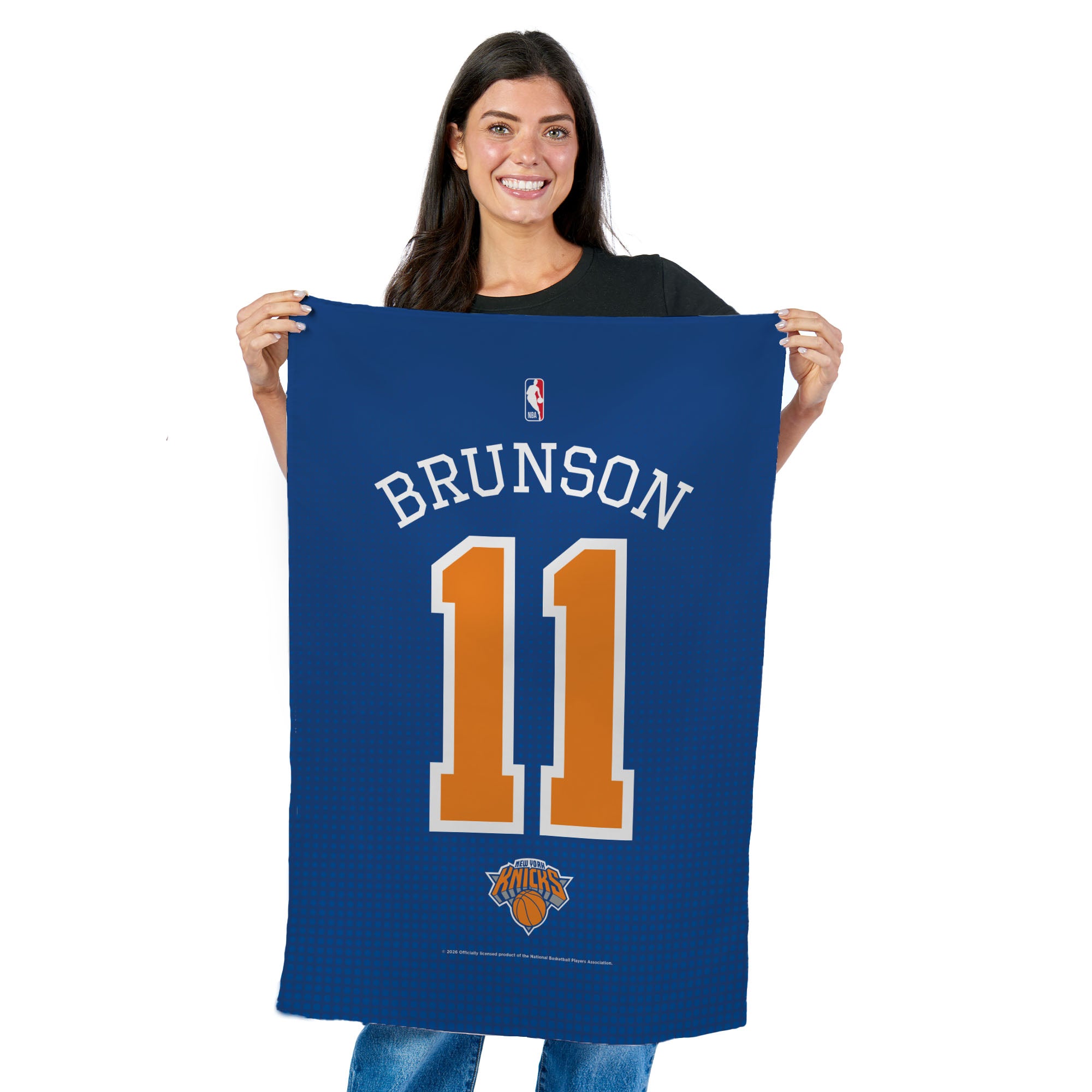 New York Knicks Jalen Brunson Name and Number Wall Hanging Tapestry 24x36 inches
