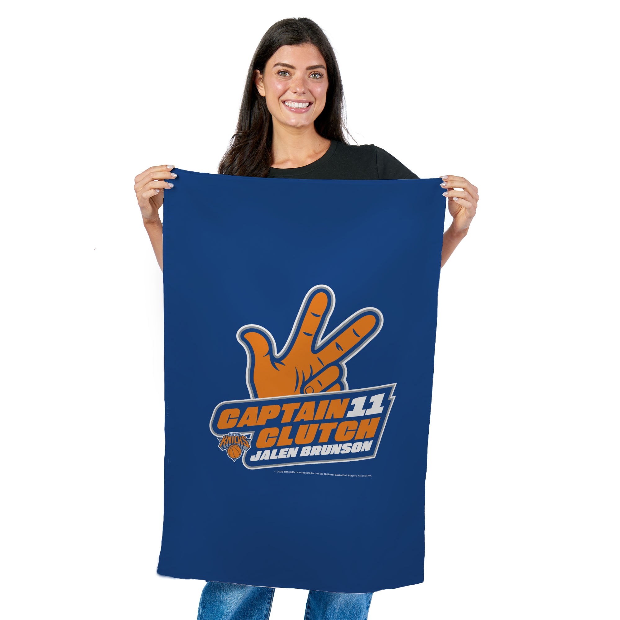 New York Knicks Jalen Brunson Captain Clutch Wall Hanging Tapestry 24x36 inches