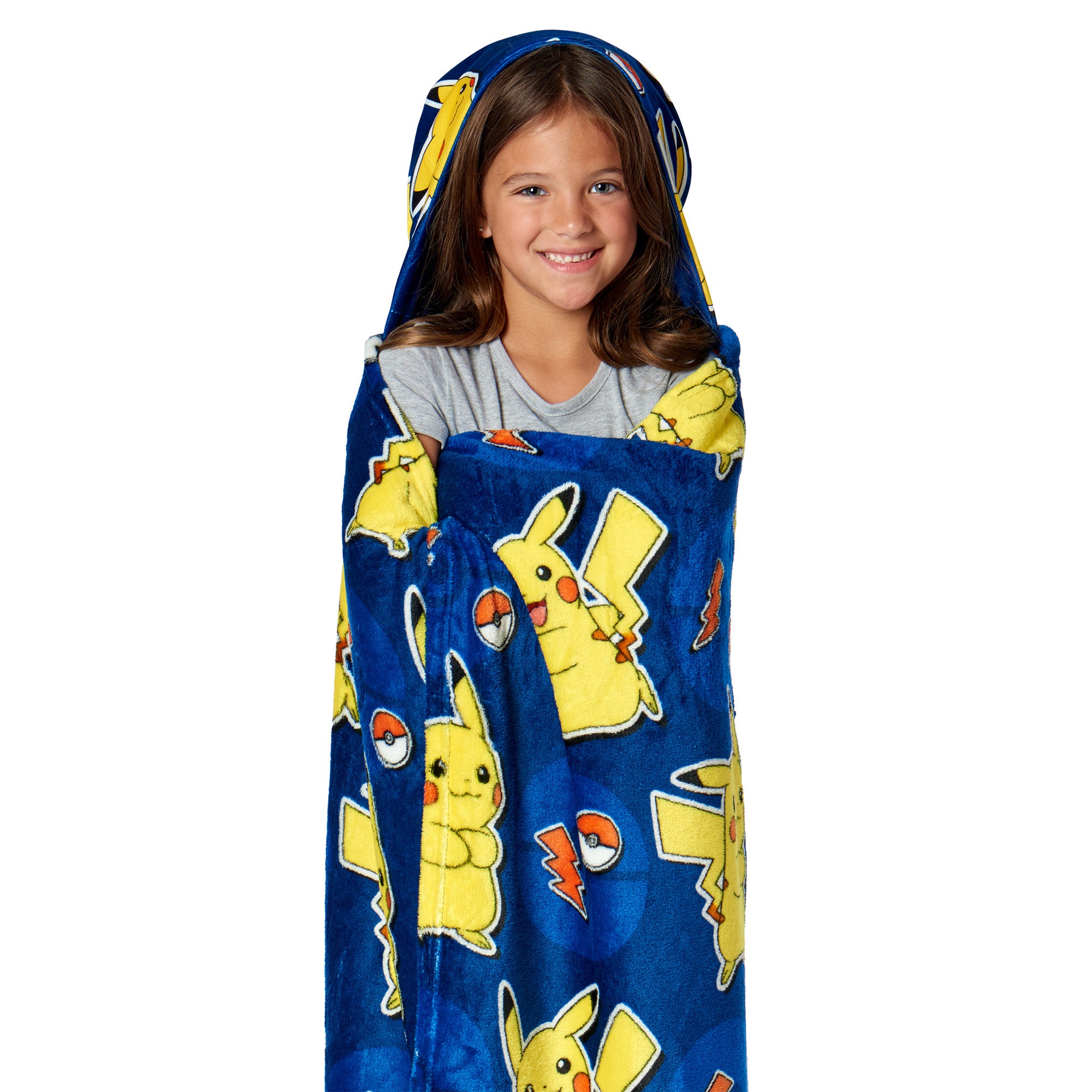 Pokemon Lighting League Hooded 3D Sculpted Hood Silk Touch Throw Blanket 40X50 Inches