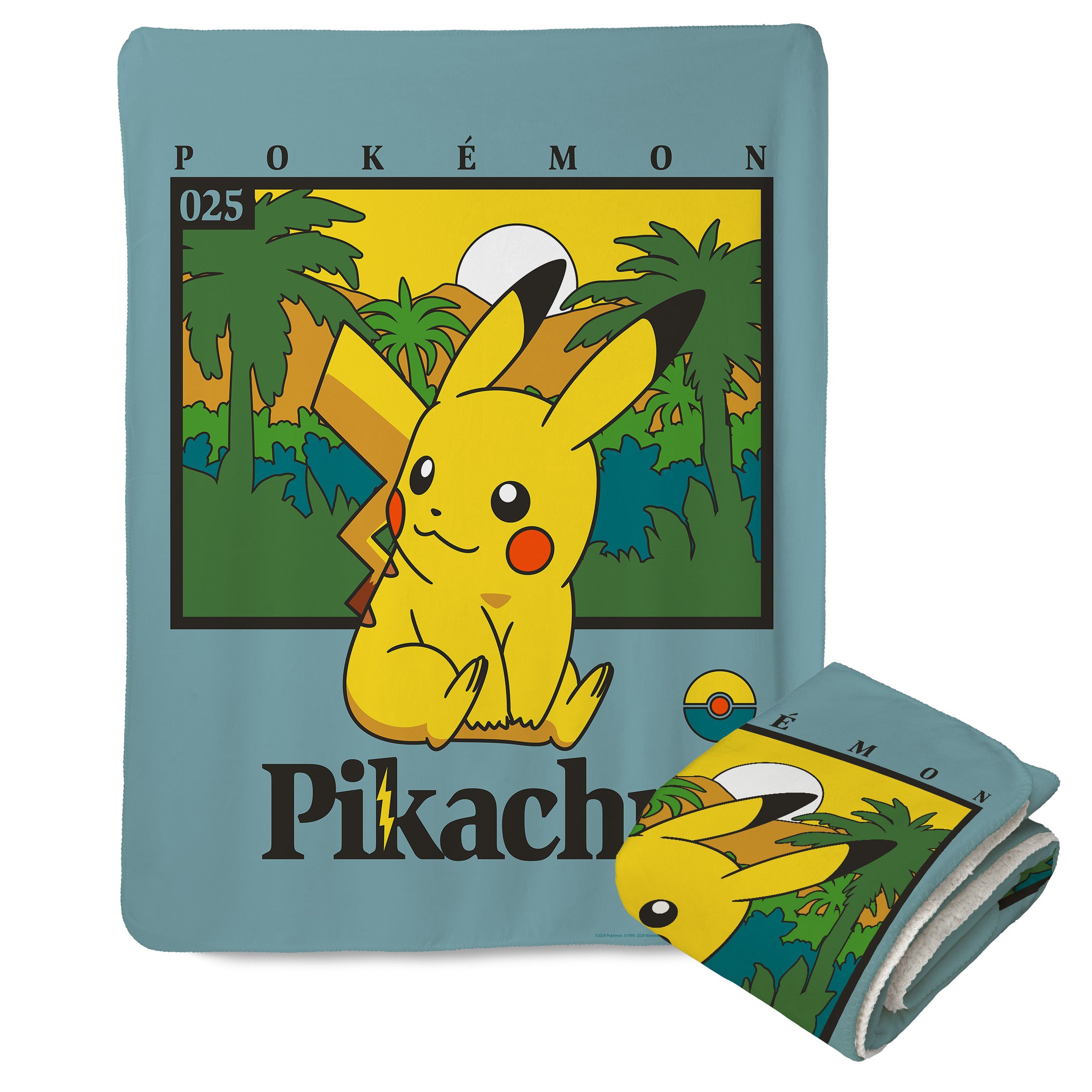 Pokemon Pikachu's Adventure Mink Sherpa Throw Blanket 60x80Inches