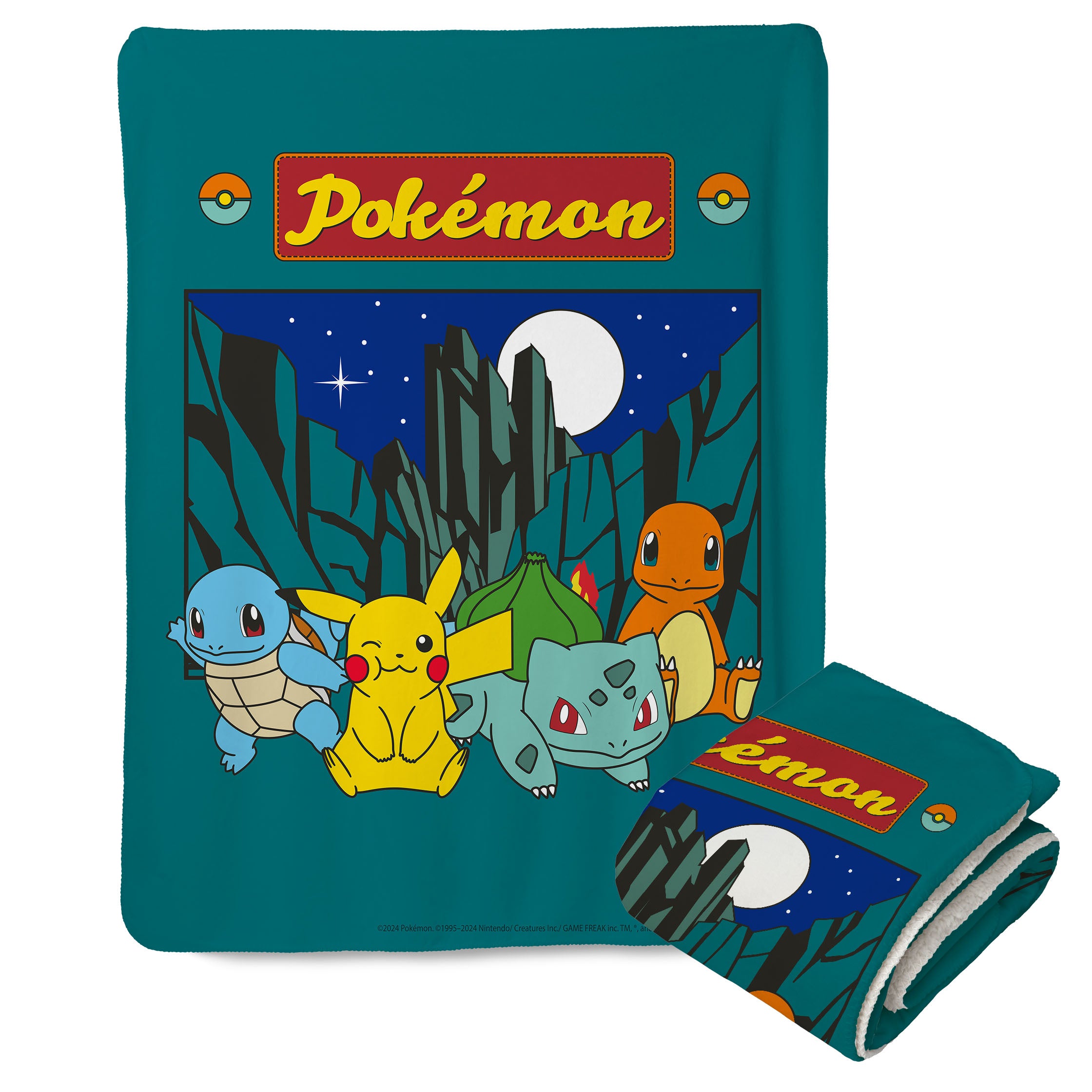 Pokemon Under The Stars Mink Sherpa Throw Blanket 60x80Inches