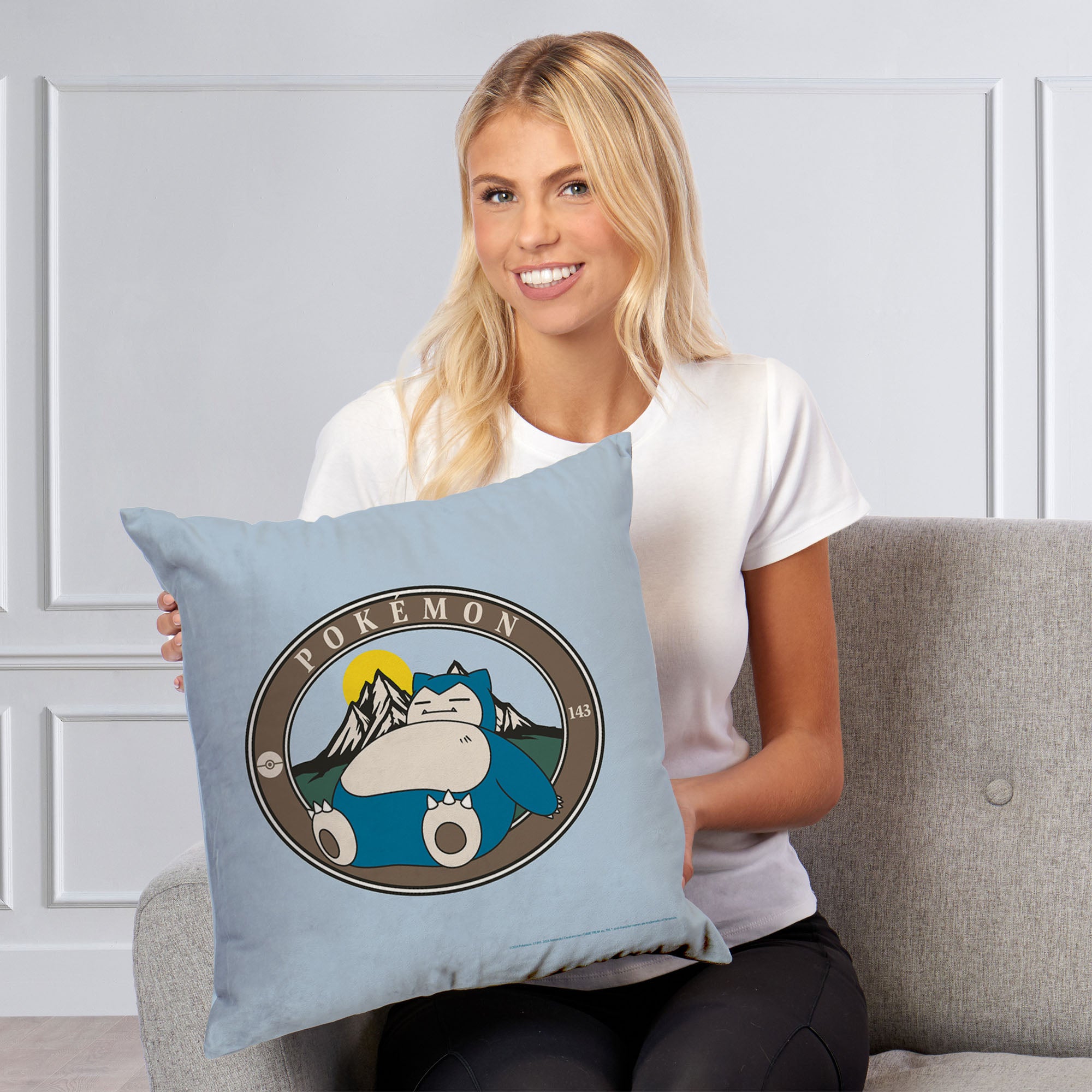 Pokemon Snooring Outdoors Throw Pillow 18x18 Inches