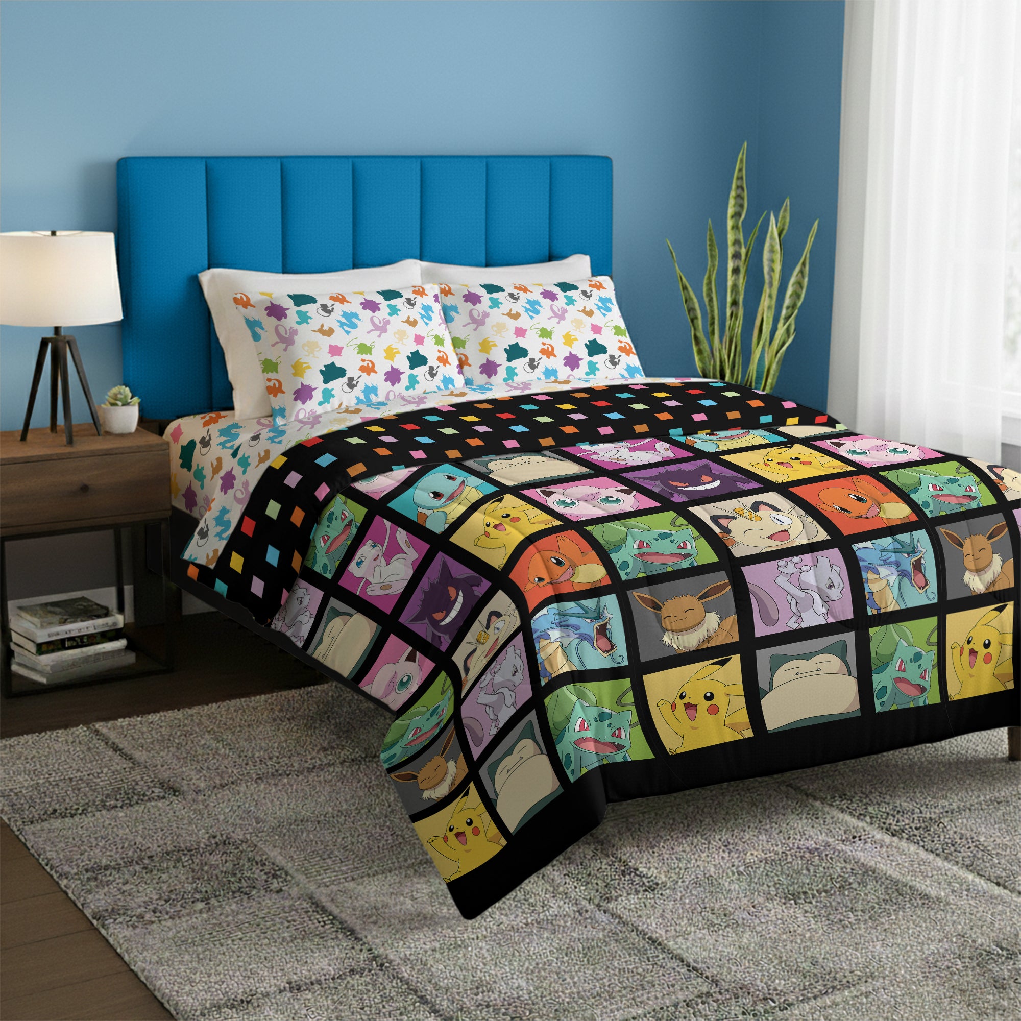 Northwest Pokémon Full Size Bed in a Bag Set, Kanto Favorites Anime Bedding, Comforter, Flat Sheet, Fitted Sheet, and Two Pillowcases