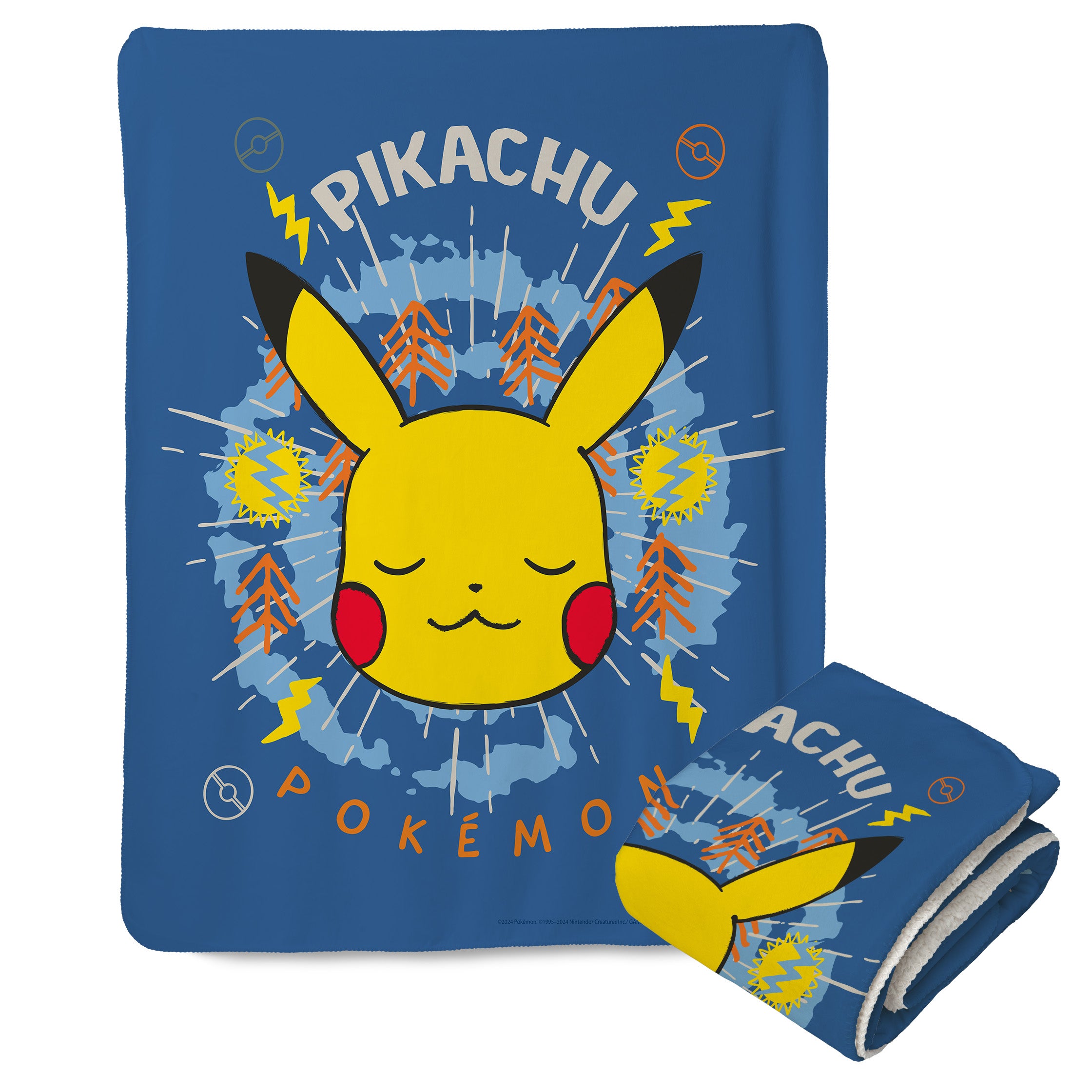 Pokemon Zen Pikachu Mircro Mink Sherpa Throw Blanket 50x60 Inches