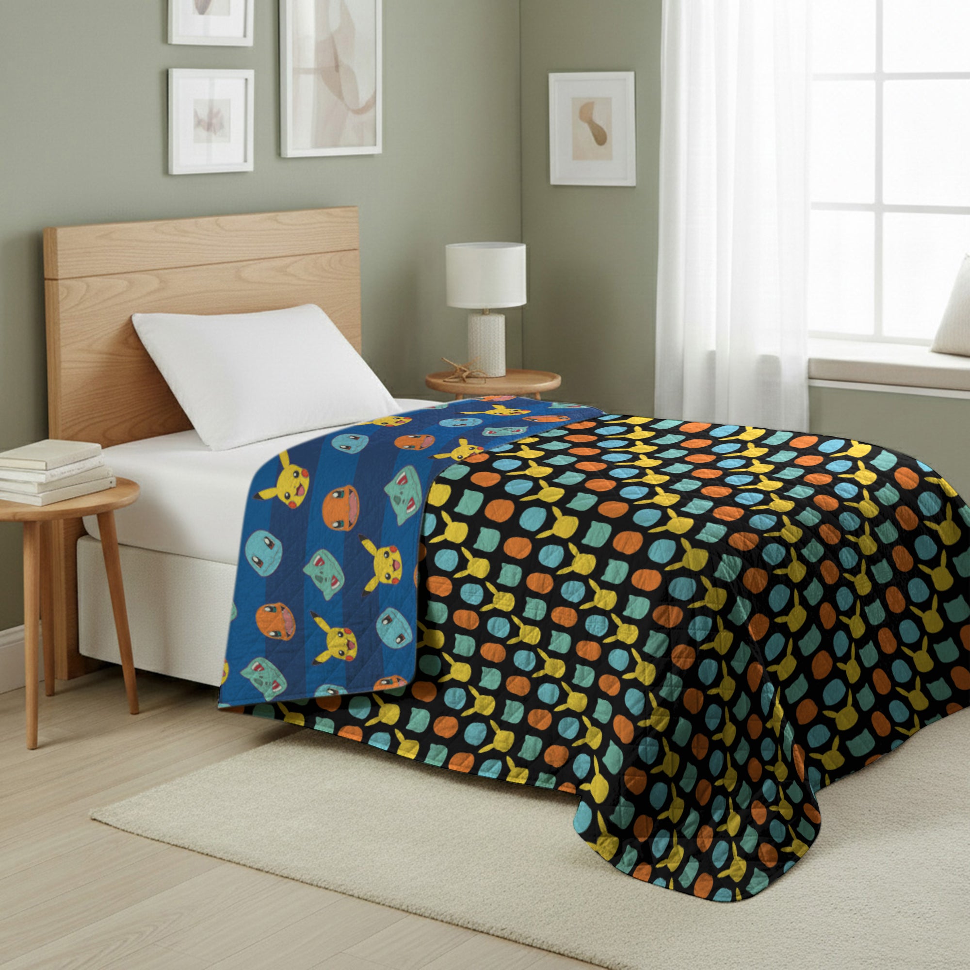 Pokemon Striped Favorites Quilted Throw Blanket 60 x 80 inches