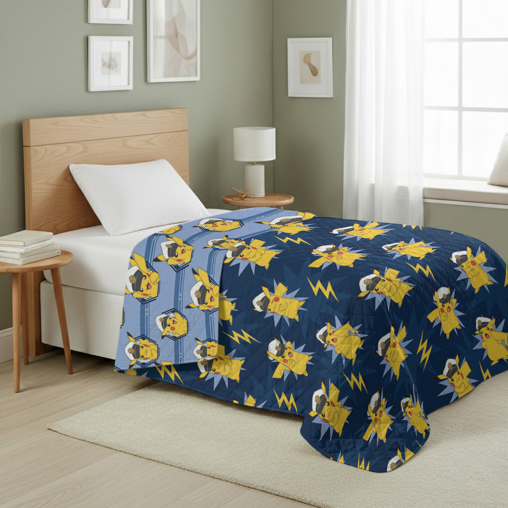 Pokemon Electric Captain Reversible Quilted Throw 60x80 inches