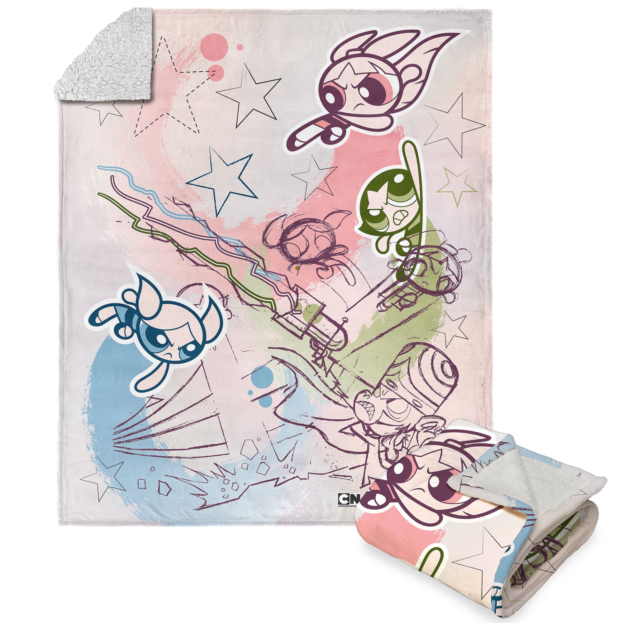 Warner Bros. Powerpuff Girls Save Townsville Silk Touch Sherpa Throw B
