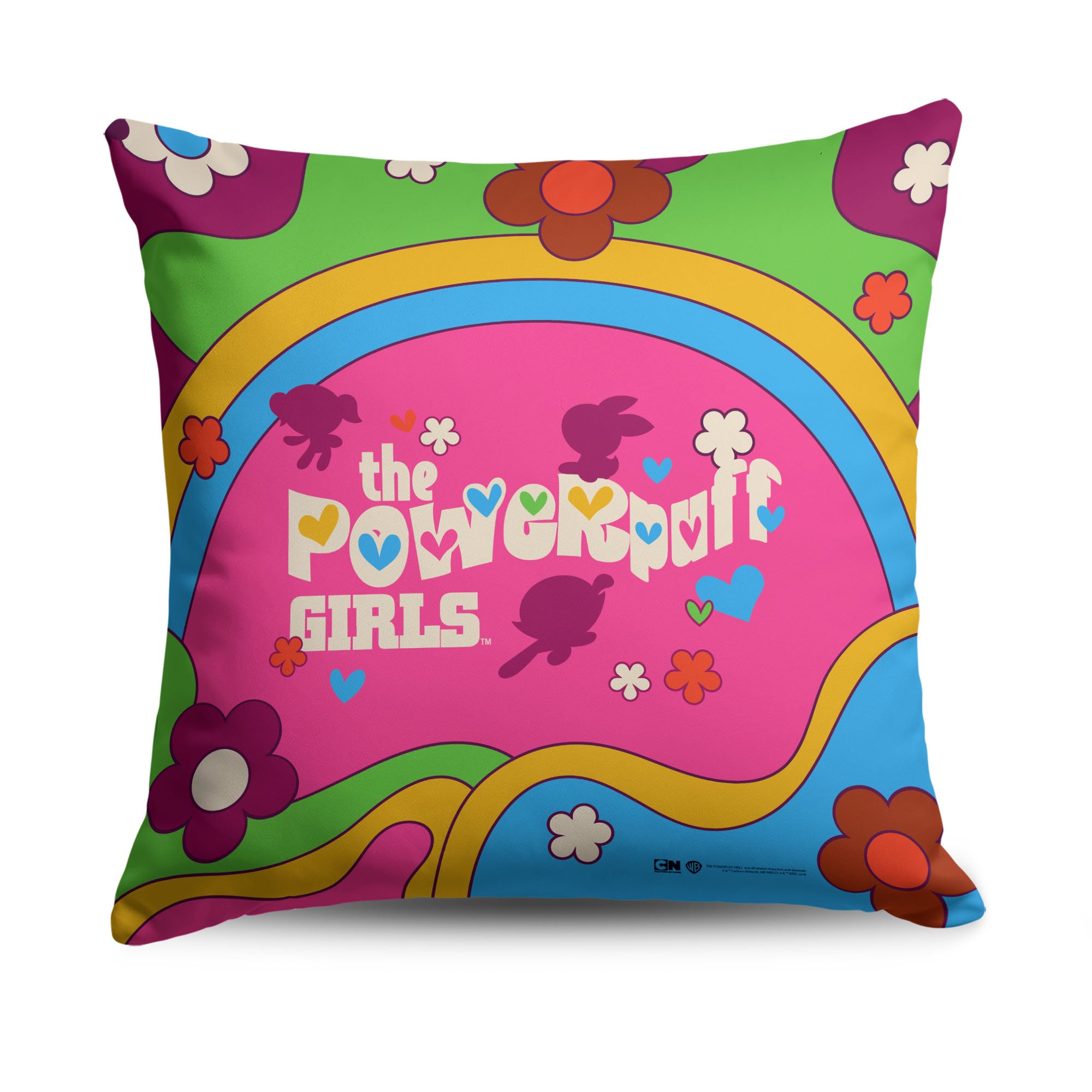 Warner Bros. Powerpuff Girls Funky Flowers Throw Pillow 18X18 Inches