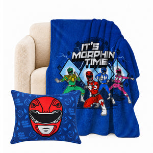 Power Rangers Go Morphin Silk Touch Throw Blanket 50x60 inches with Plush Pocket Pillow Set