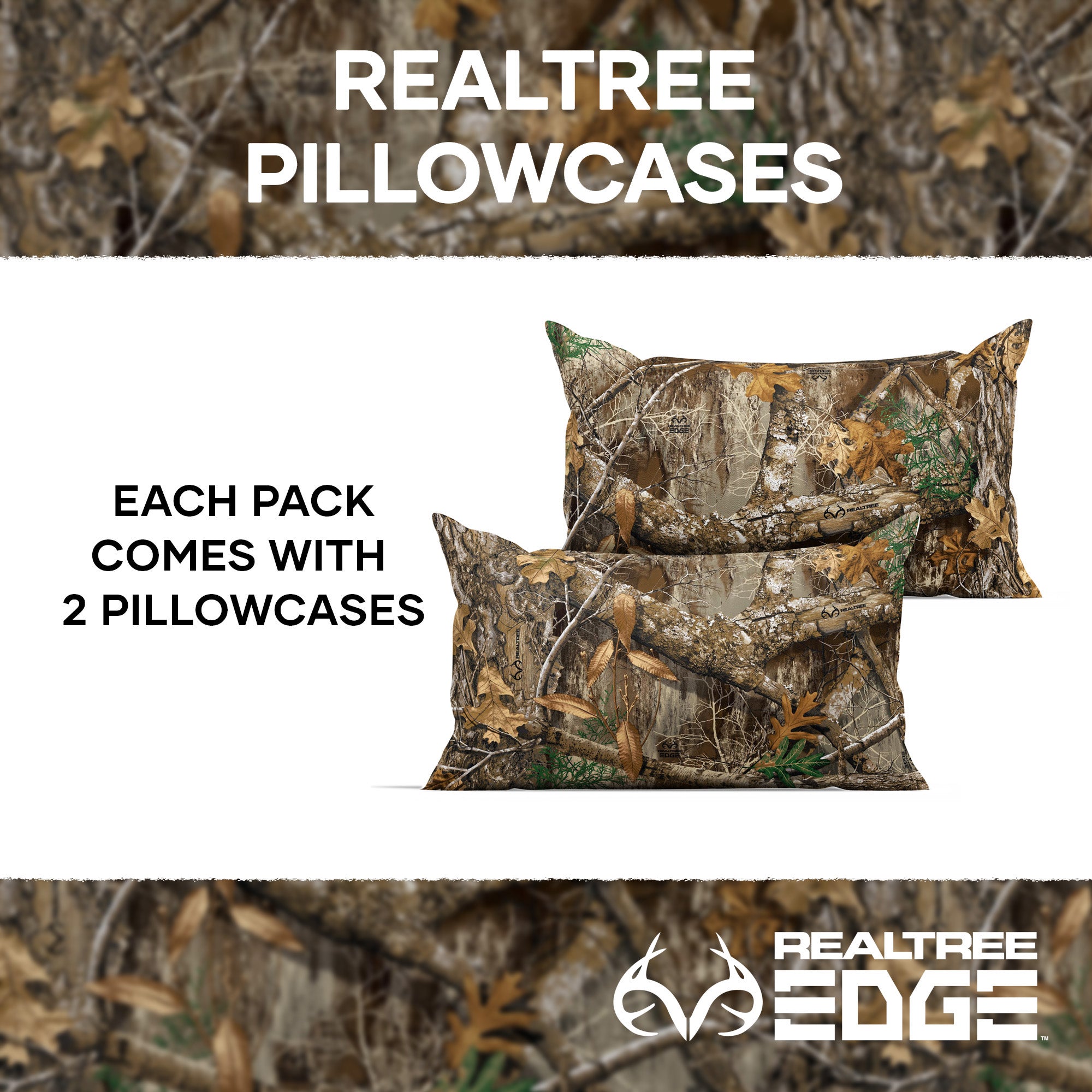 Realtree Edge Pillowcase 2 Pack 20 x 28 Inches