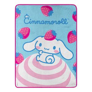 Sanrio Cinnamoroll Strawberry Bun Micro Raschel Throw Blanket 46x60 Inches