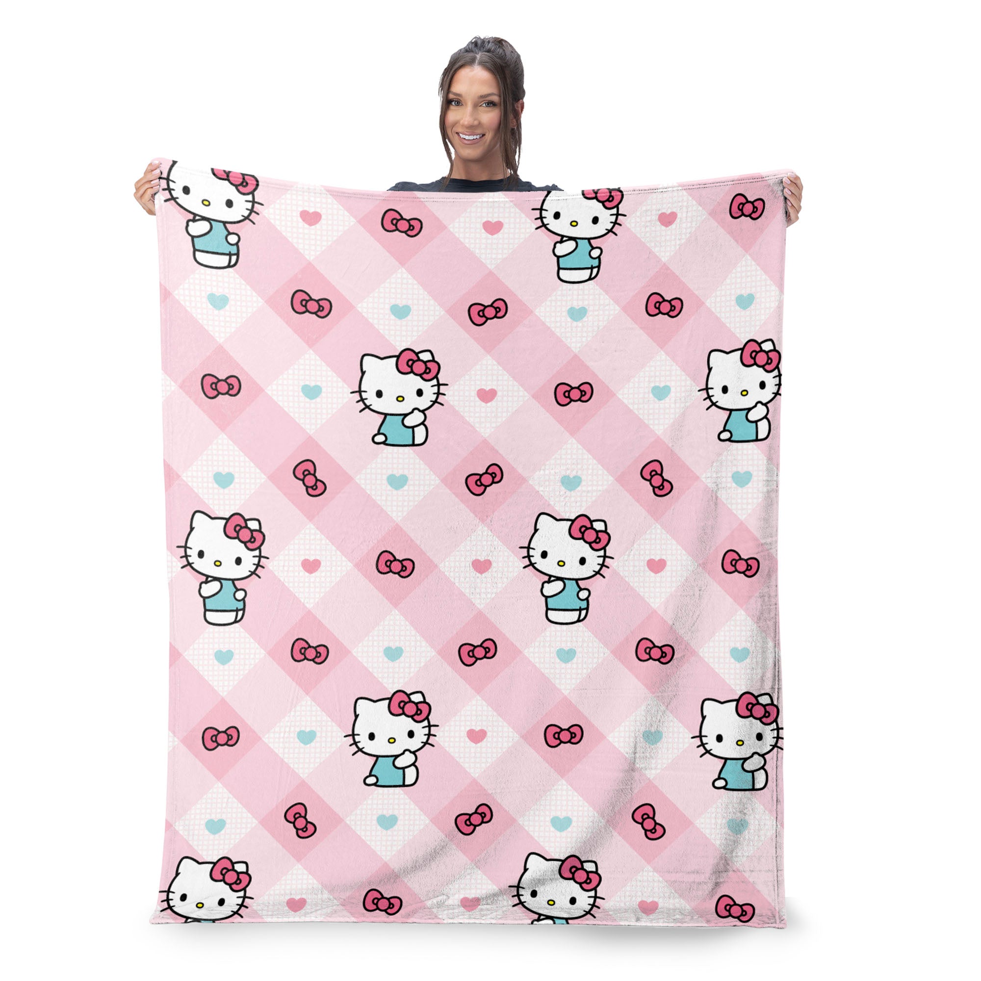 Sanrio Hello Kitty Bow Delightful Silk Touch Throw Blanket 46×60 Inches