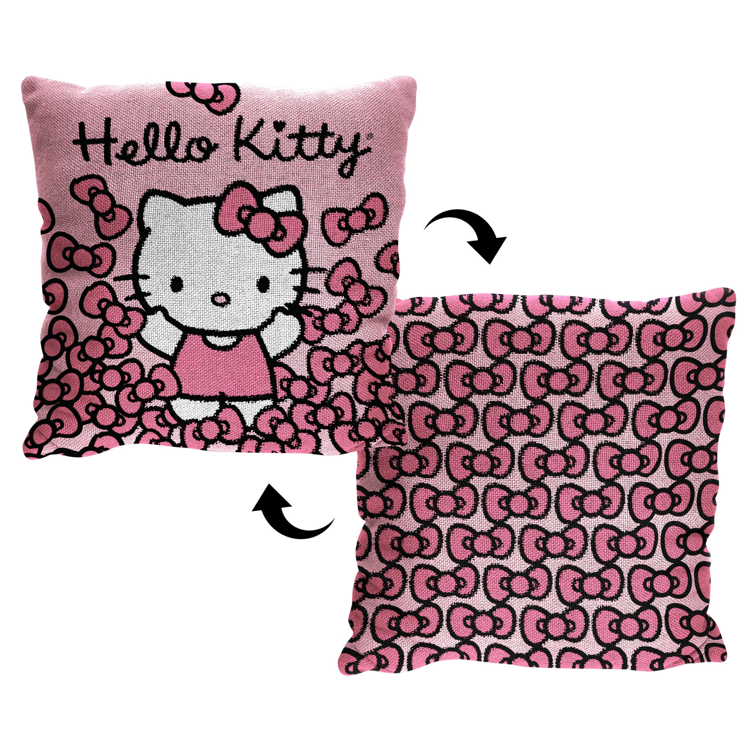 Sanrio Hello Kitty More Bows Double Sided Jacquard Throw Pillow 20x20