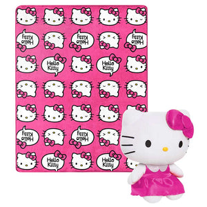 Sanrio Hello Kitty Pink Kitty Pride Character Hugger Pillow and Silk Touch Throw Blanket Set 40x50 Inches