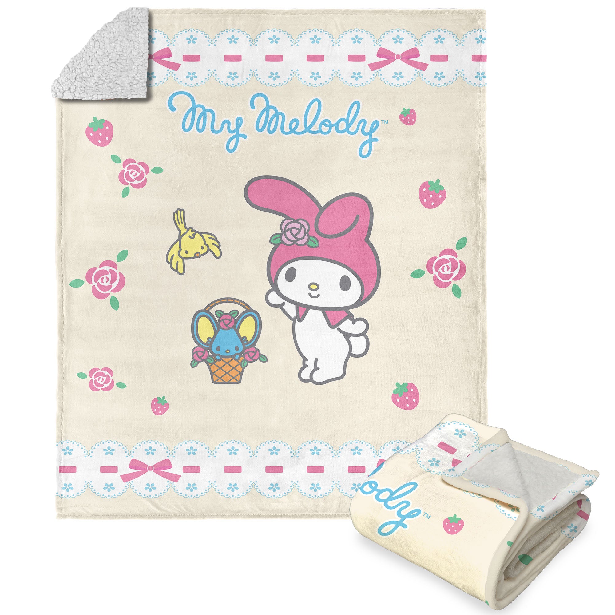 Sanrio My Melody Sweet Spring Treats Silk Touch Sherpa Throw Blanket 50X60 Inches