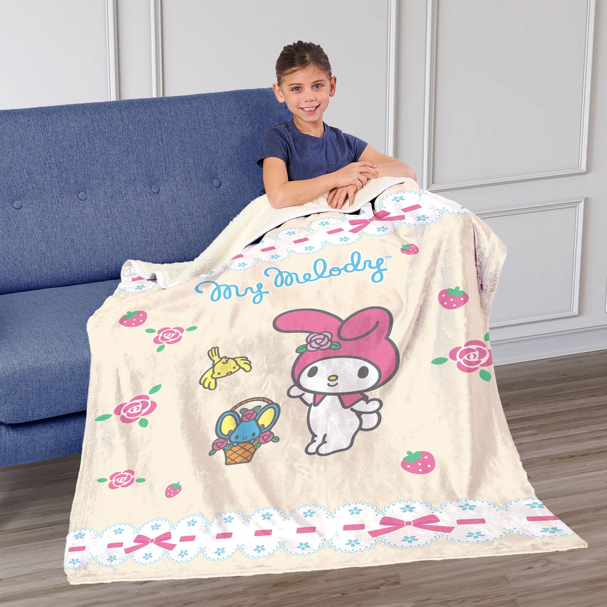 Sanrio My Melody Sweet Spring Treats Silk Touch Sherpa Throw Blanket 50X60 Inches