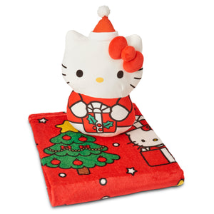 Hello Kitty Santa Sweet 11 inch Character Hugger and 40 x 50 inch Throw Blanket Set