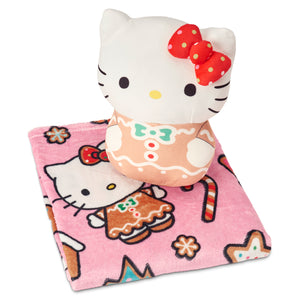 Hello Kitty Gingerbread Joy 11 inch Character Hugger and 40 x 50 inch Throw Blanket Set