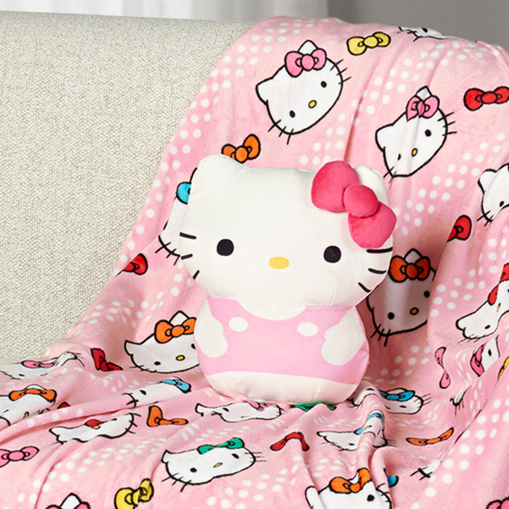 Hello Kitty Bowtastic Hello Silk Touch Throw Blanket, 50×60 inches and 11 inch Plush Set