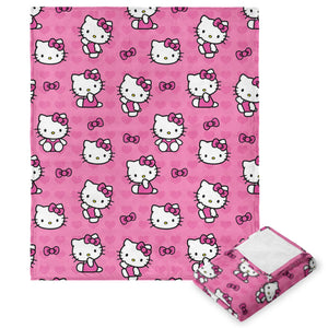 Sanrio Hello Kitty Silk Touch Throw Blanket, I Love Pink Design, Decorative Plush Lounge Cover for Couch or Bed, 50x70 Inches