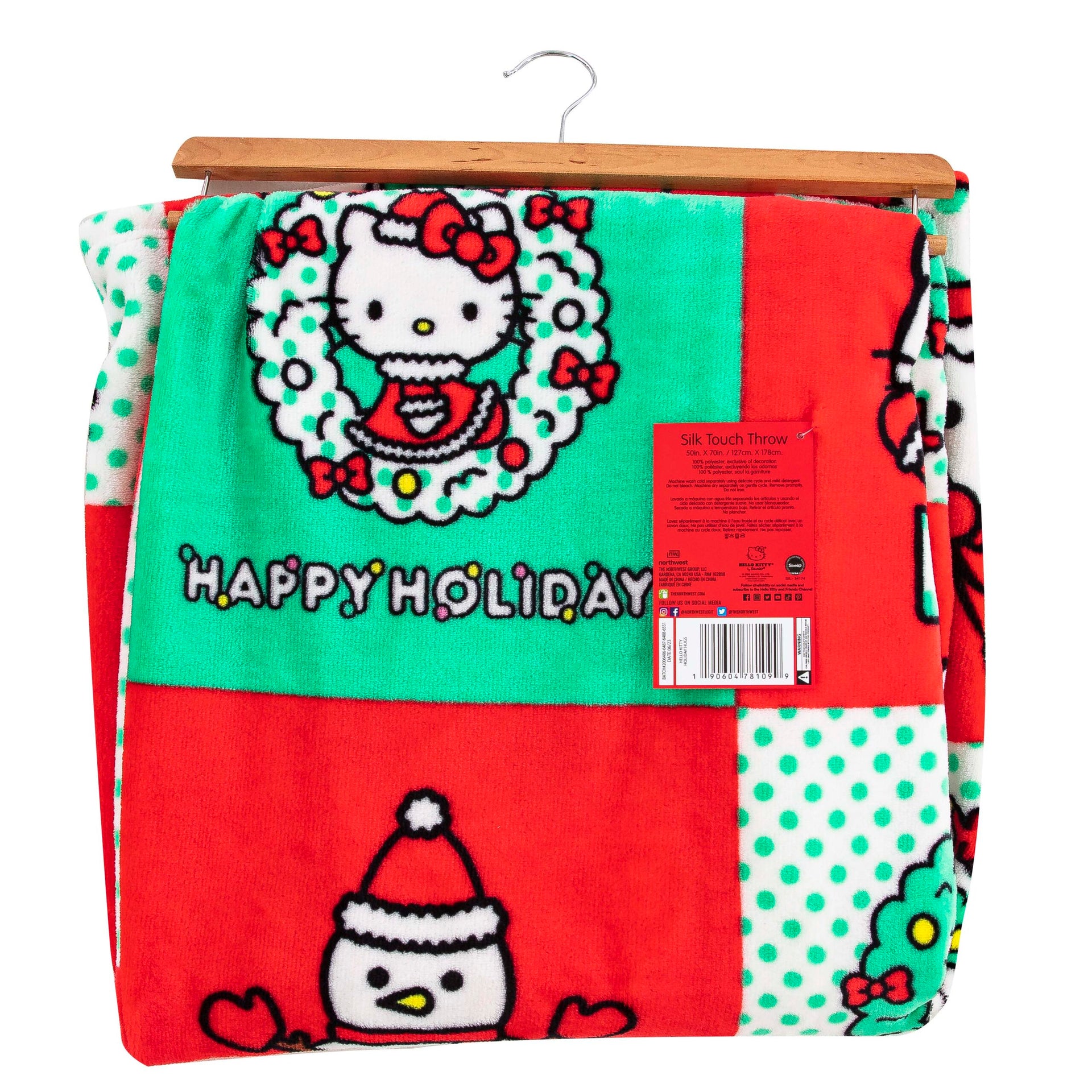 Sanrio Hello Kitty Holiday Hugs Silk Touch Throw Blanket 50x70 Inches