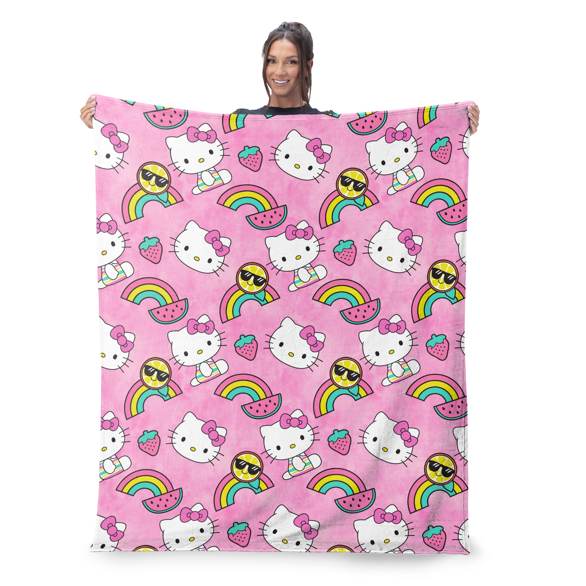 Sanrio Hello Kitty Tie Dye Rainbow Silk Touch Throw Blanket 50x70 inches