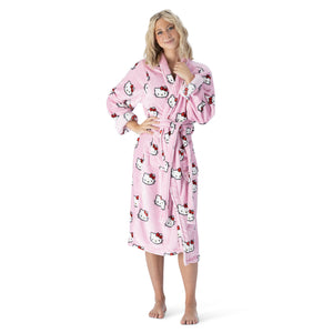 Sanrio Hello Kitty Cute All Over L/XL Women's Silk Touch Lounge Robe 26x47 Inches