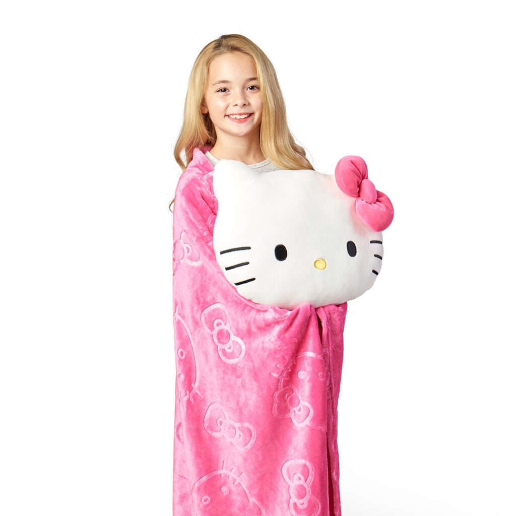 Hello Kitty Hello Kitty Impressions Cloud Plush Pillow with Throw Blanket Set