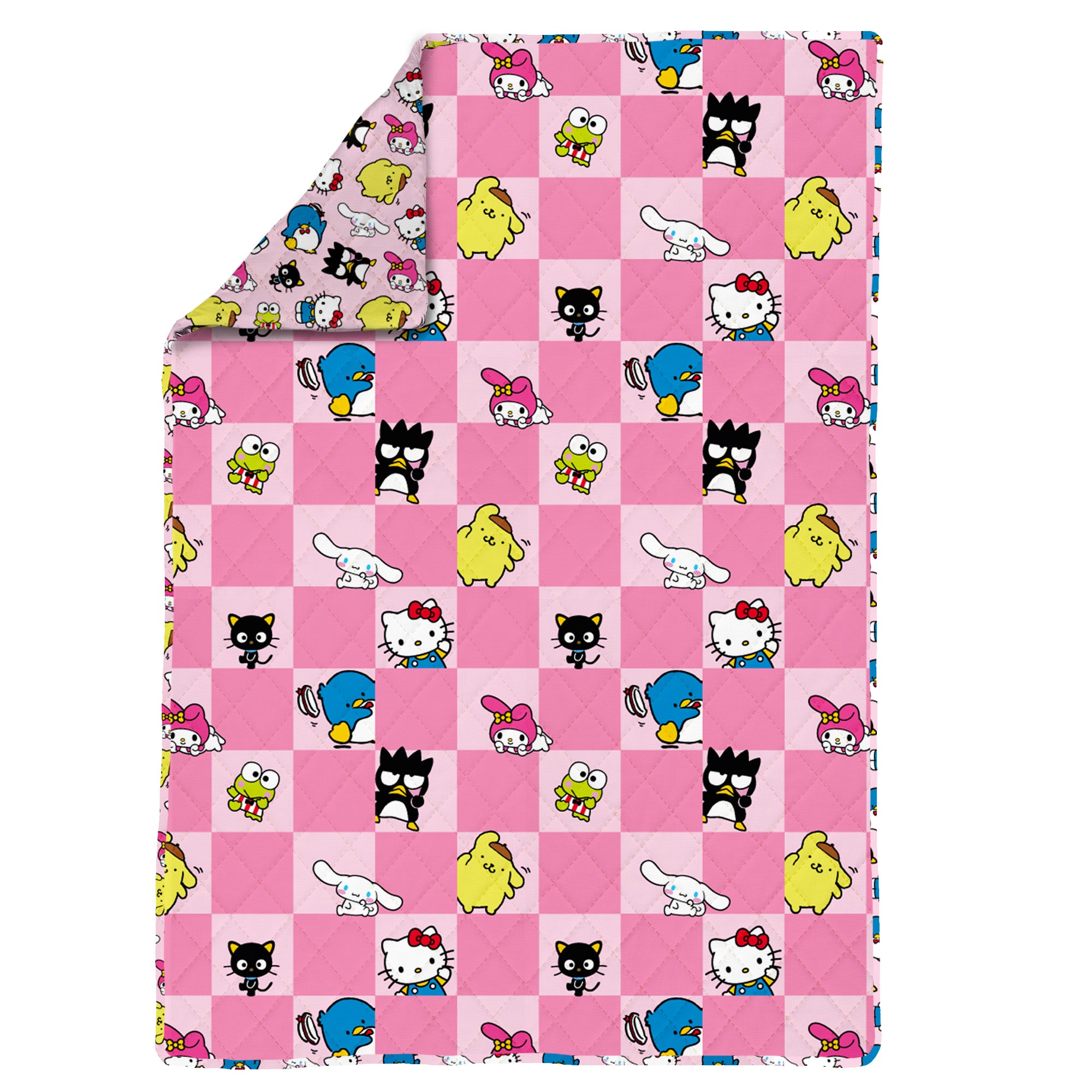 Hello Kitty & Friends Check Quilted Throw Blanket 60 x 80 inches