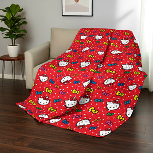 Hello Kitty Rainbow Bows Reversible Quilted Throw 60x80 inches