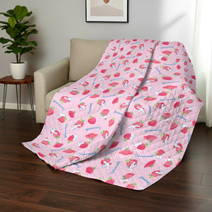 Cinnamoroll Strawberry Polkadot Reversible Quilted Throw 60x80 inches