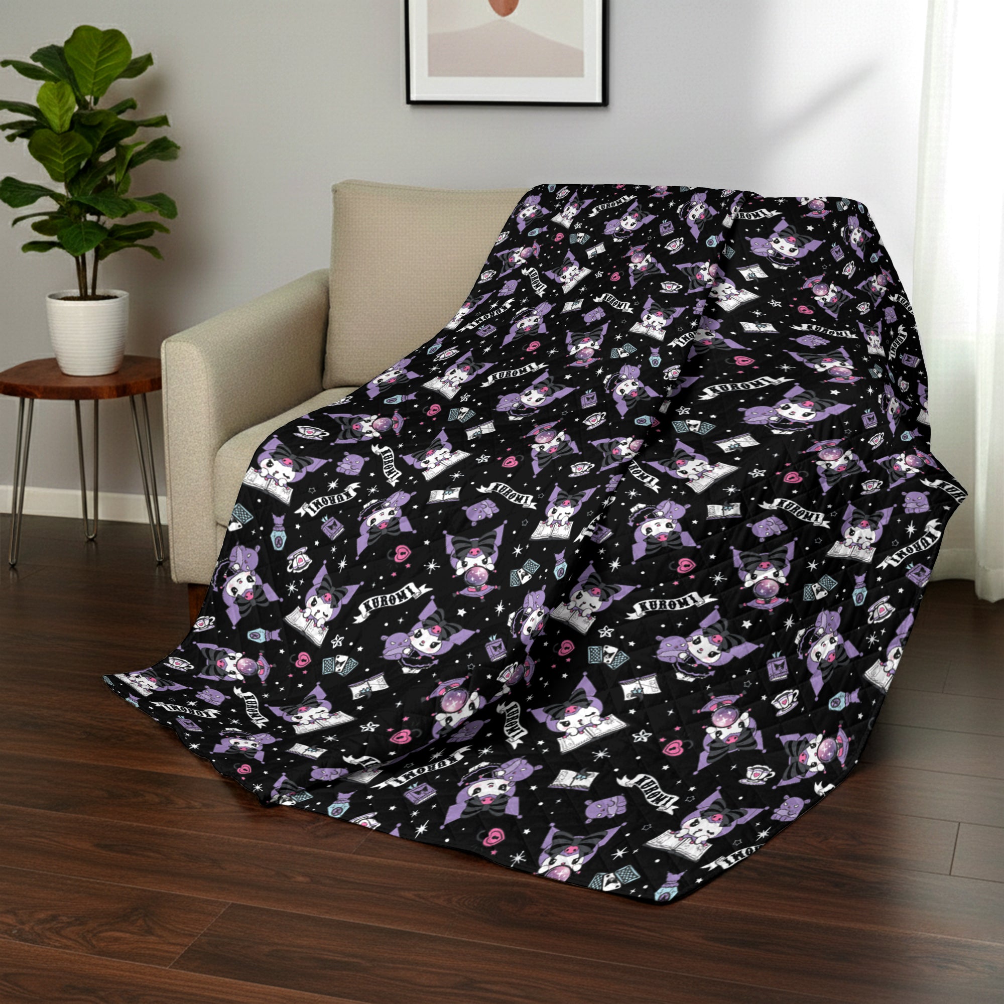 Kuromi Fortune Teller Reversible Quilted Throw 60x80 inches