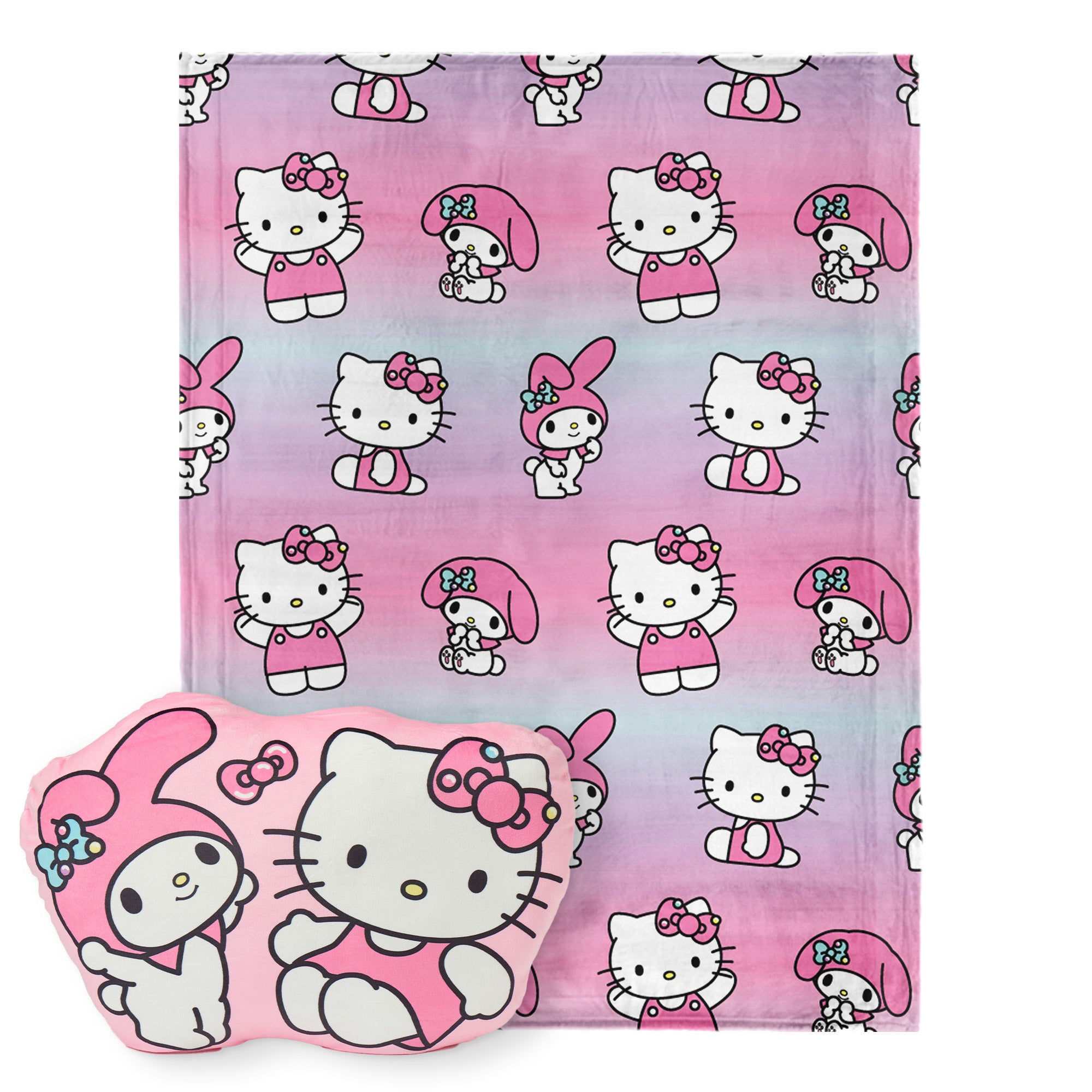 Hello Kitty Hello Bun Silk Touch Throw Blanket and Cloud Pal Set