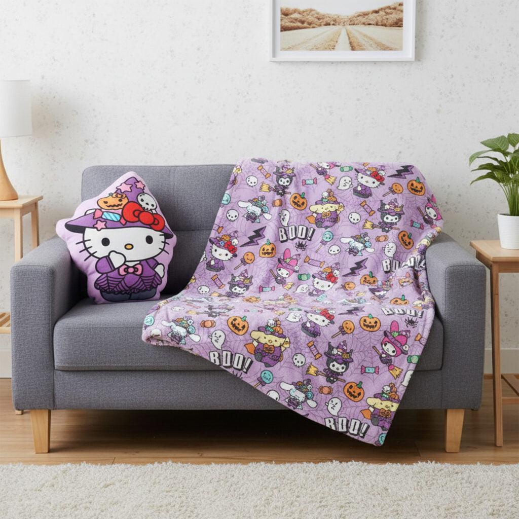 Hello Kitty & Friends Witch Set Silk Touch Throw Blanket with Cloud Plush