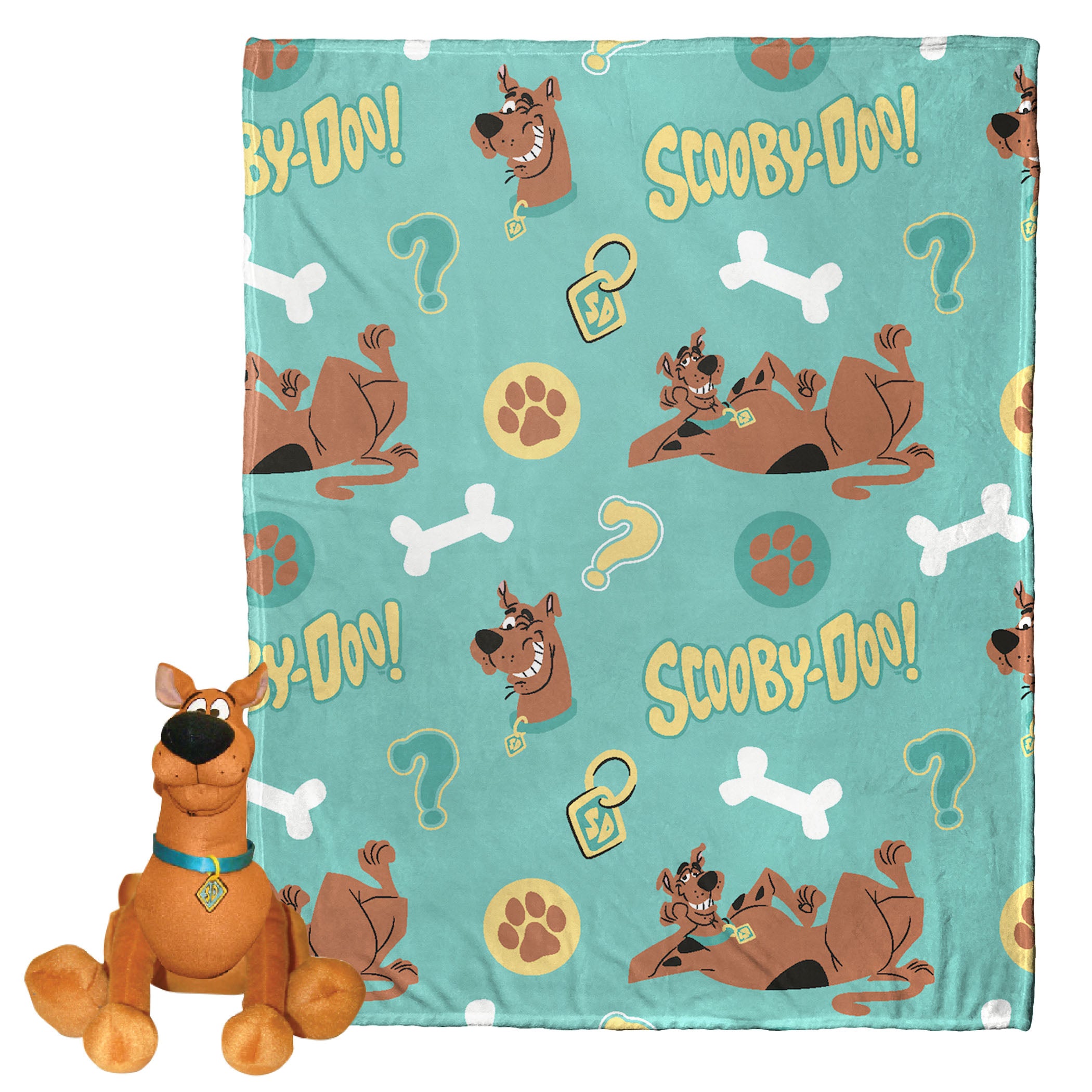 Warner Bros. Scooby-Doo Ruh Roh Silk Touch Throw Blanket with Plush Hugger 40x50 Inches