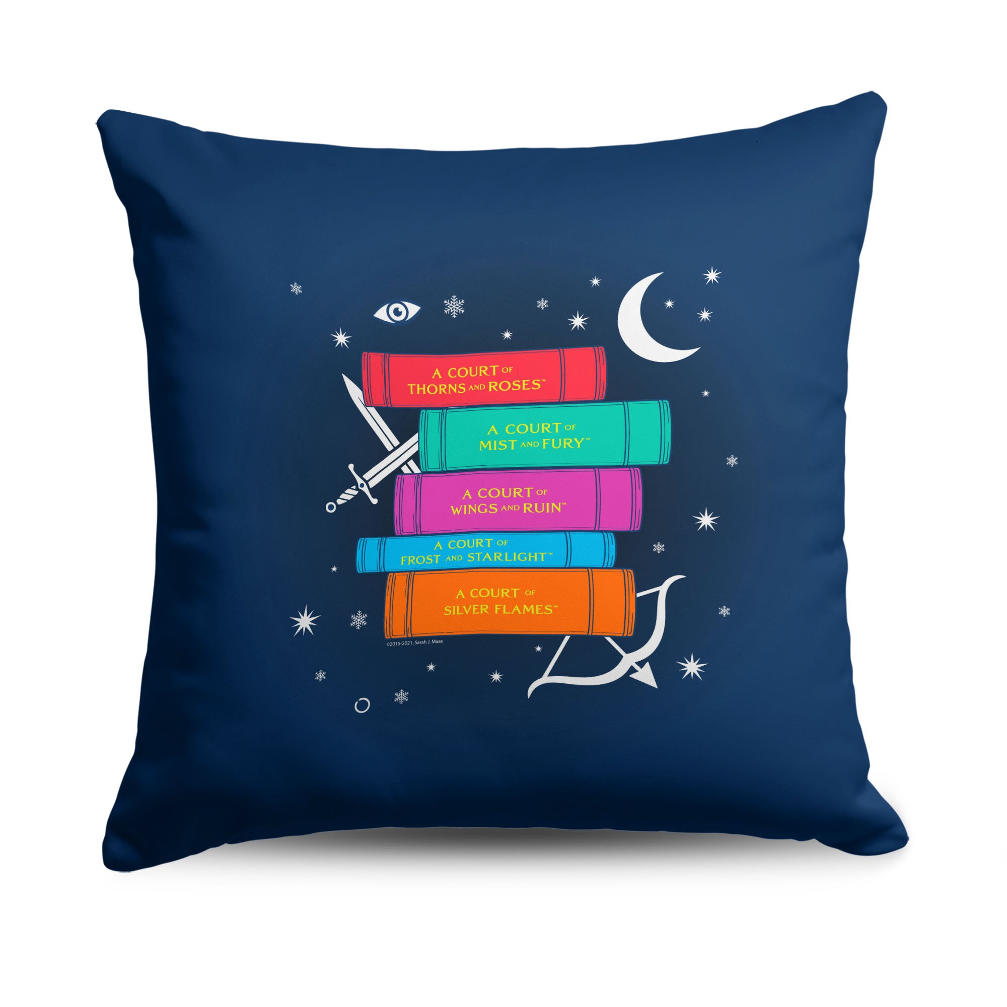 Sarah J Maas ACOTAR Series Book Stack Throw Pillow 18x18 inches
