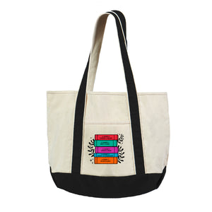 Sarah J Maas Sparkle Roses Stack Canvas Tote with Black Straps