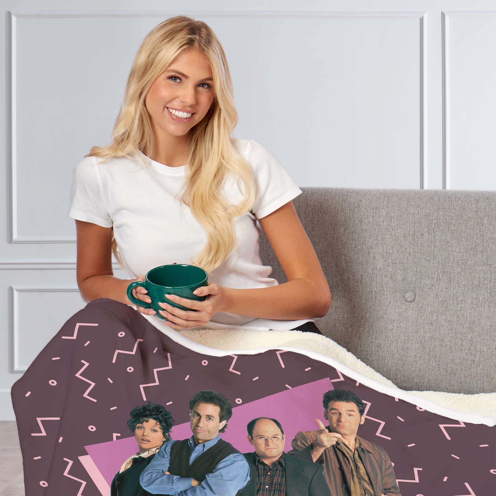 Warner Bros. Seinfeld The Gang Silk Touch Sherpa Throw Blanket 50x60 Inches