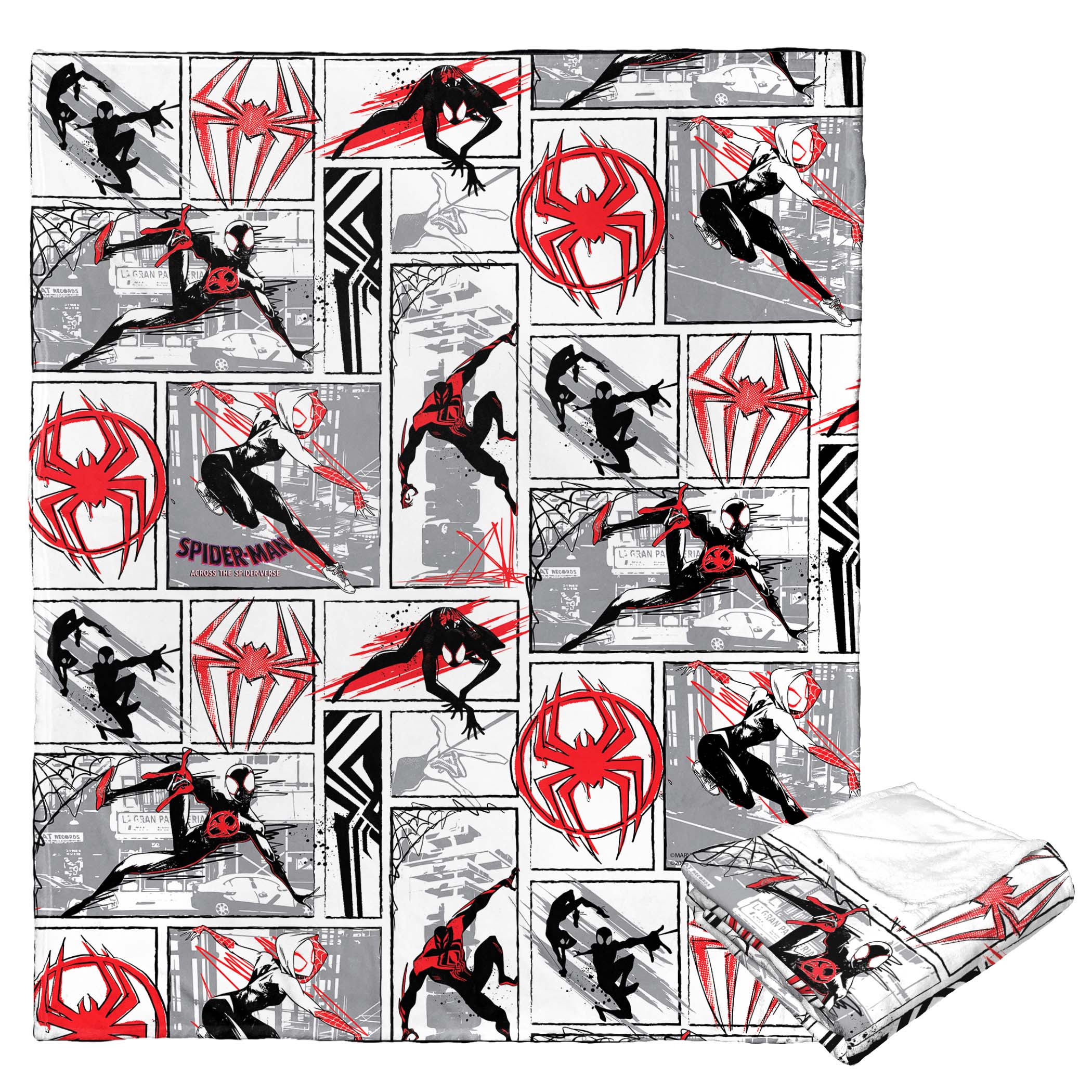 Marvel Spider-Man Across The Spiderverse Spiders In Action Silk Touch Throw Blanket 50x60 Inches