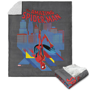 Marvel Spider-Man Amazing Cityscape Silk Touch Sherpa Throw Blanket 50X60 Inches