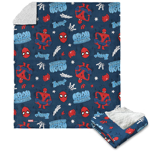 Marvel Spider-Man Thwip Pattern Silk Touch Sherpa Throw Blanket 50X60 Inches