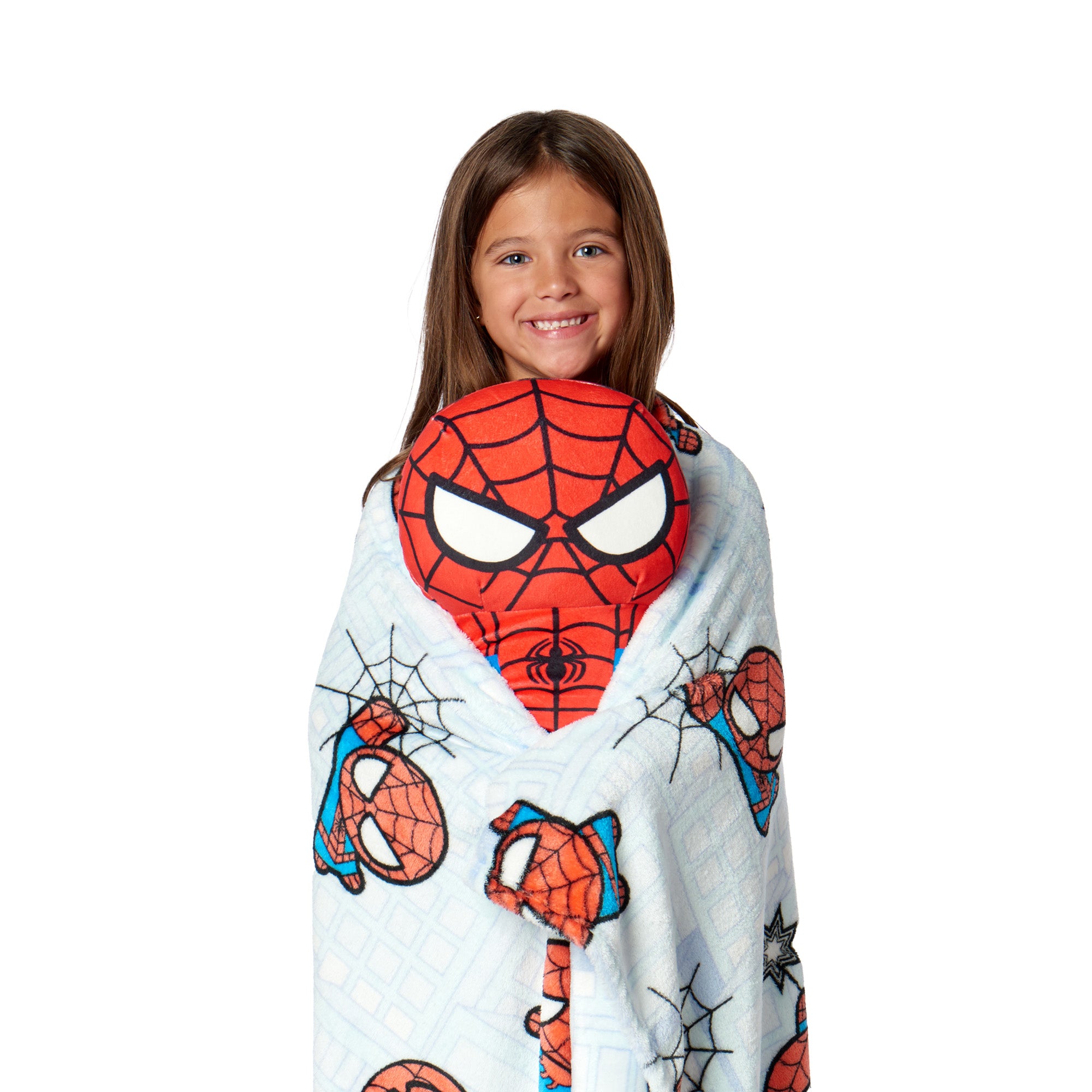 Marvel Spider-Man Swing With Me Silk Touch Throw Blanket 50X60 inches and Hugger Set, 11 Inches