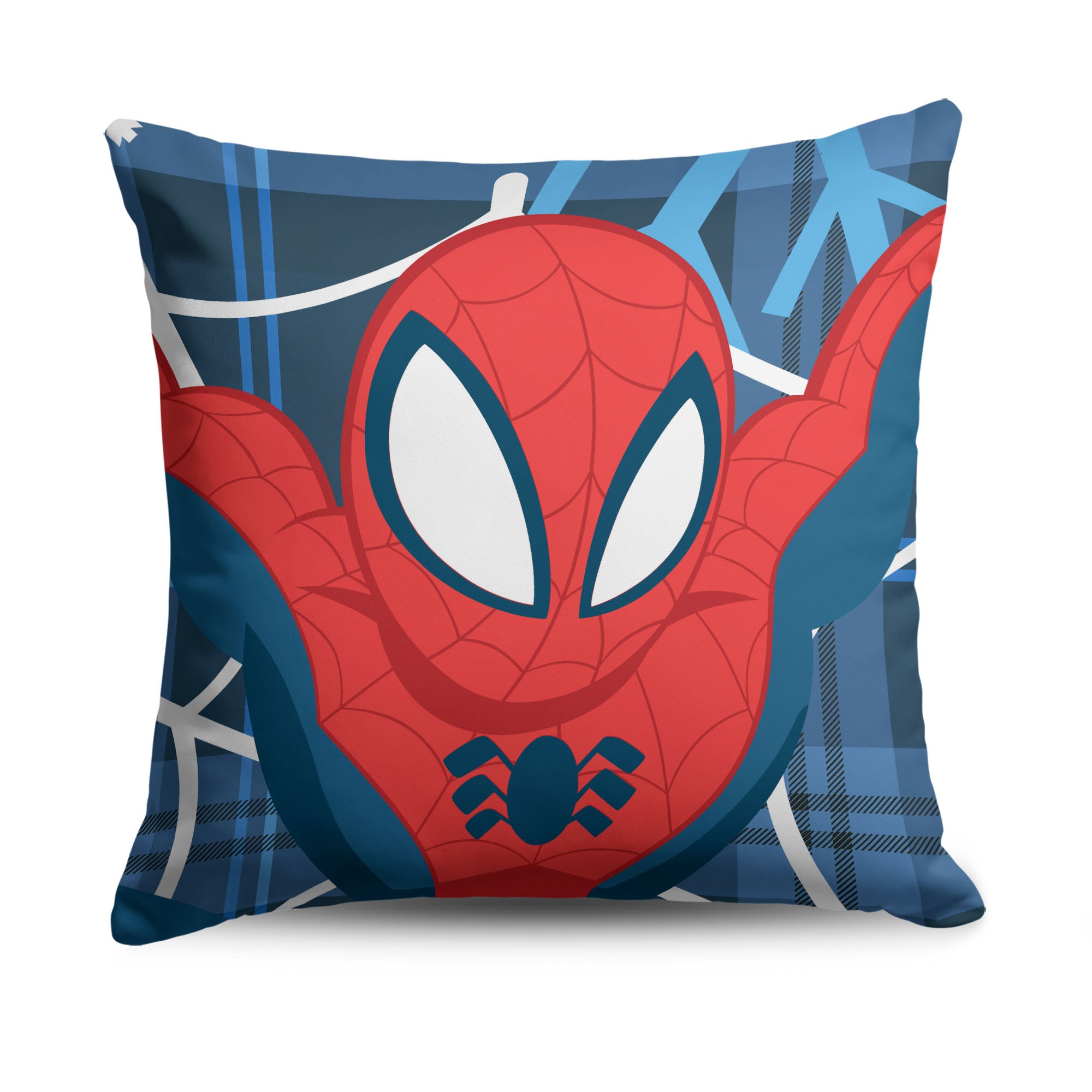 Marvel Spider-Man Plaid Jump Throw Pillow 18X18 Inches