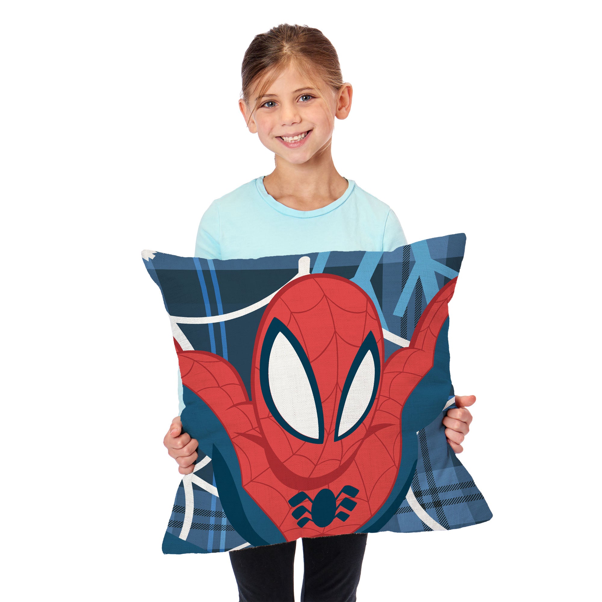 Marvel Spider-Man Plaid Jump Throw Pillow 18X18 Inches