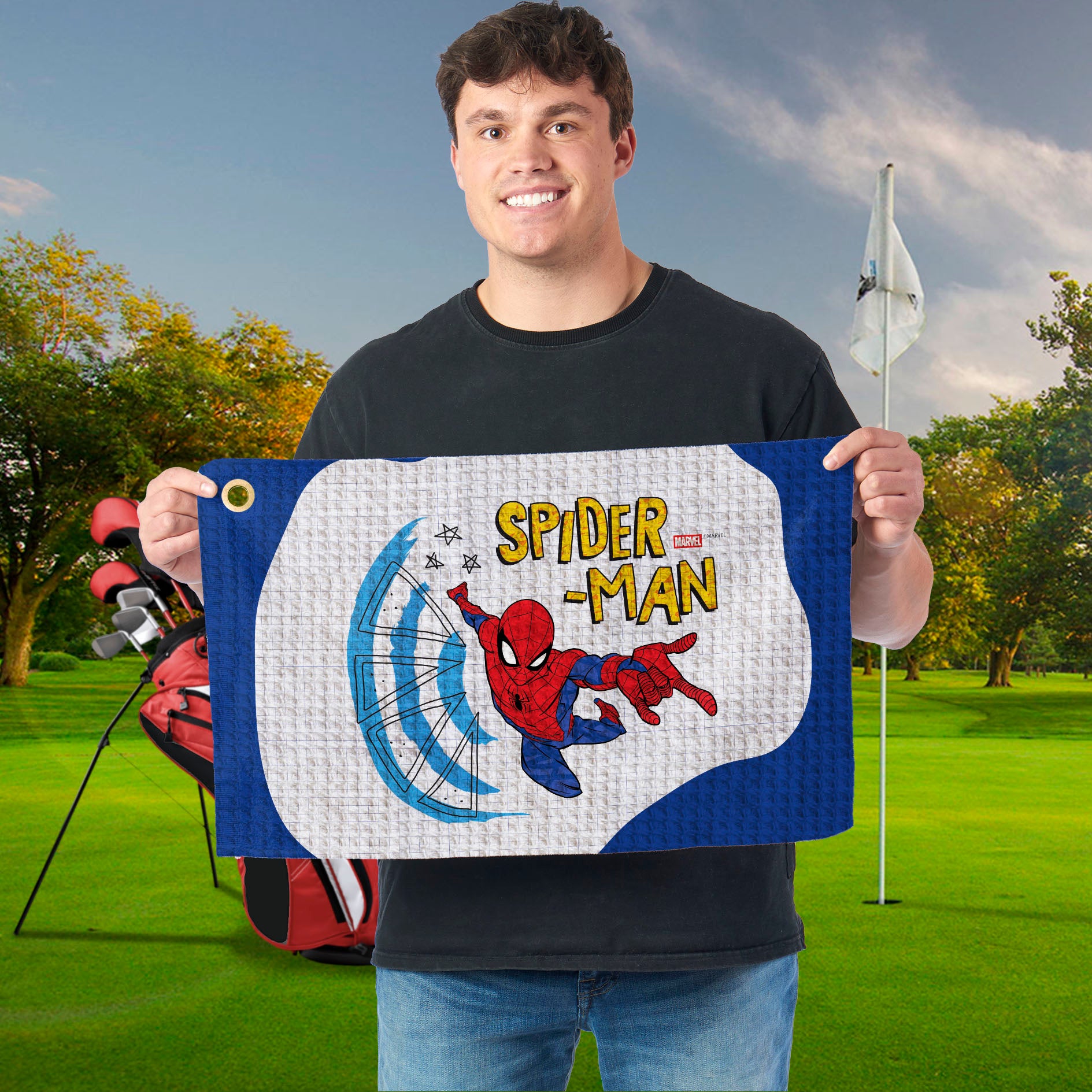 Marvel Spider-Man Drafting Spider-Man Waffle Fan Towel 16x25 inches