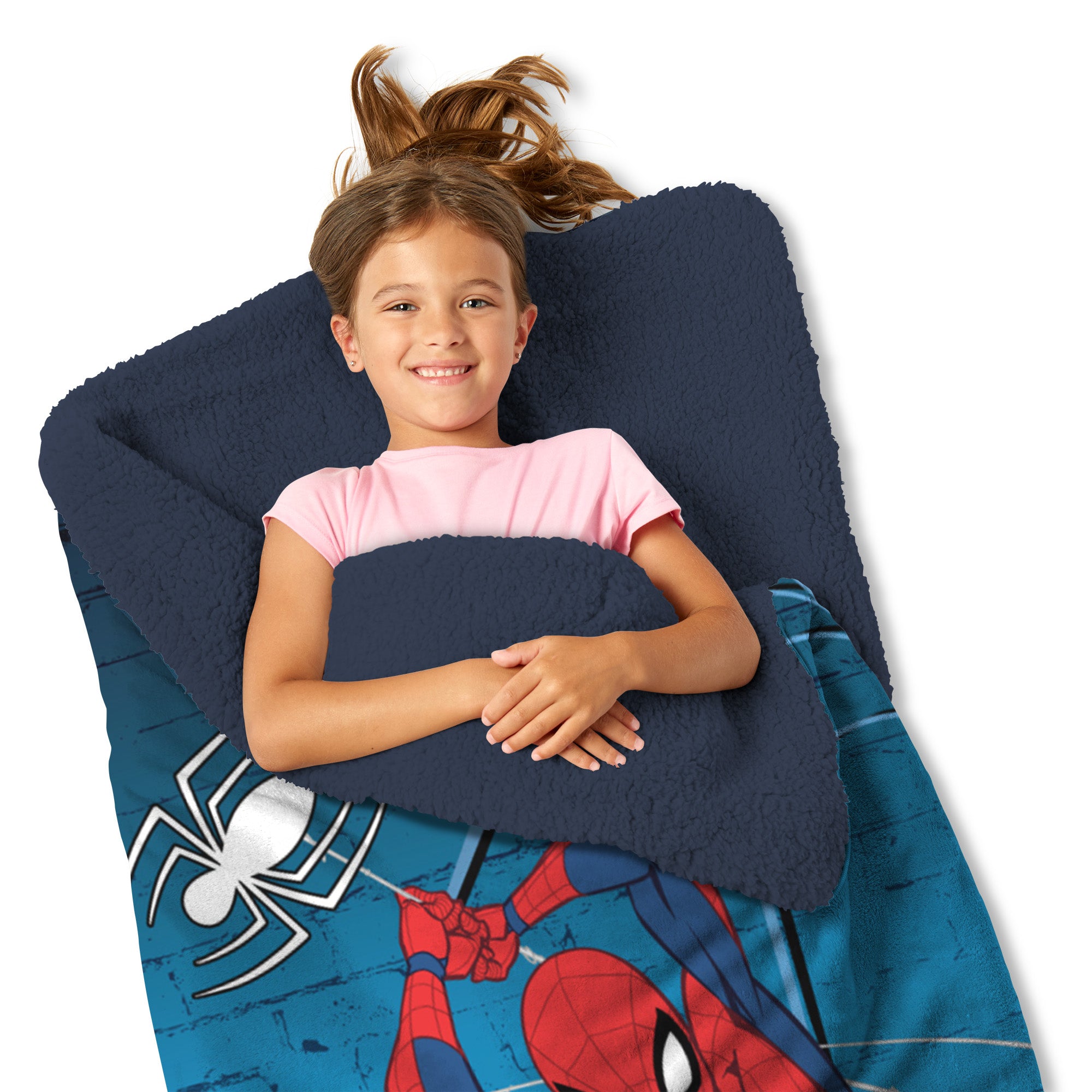 Marvel Spider-Man Web Chill Silk Touch Throw Blanket Sherpa Slumber Bag 27x56 Inches