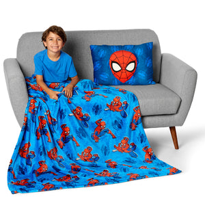 Marvel Spider-Man Web All Over Silk Touch Throw Blanket 50X60 inches with Plush Pocket Pillow 14X20 inches