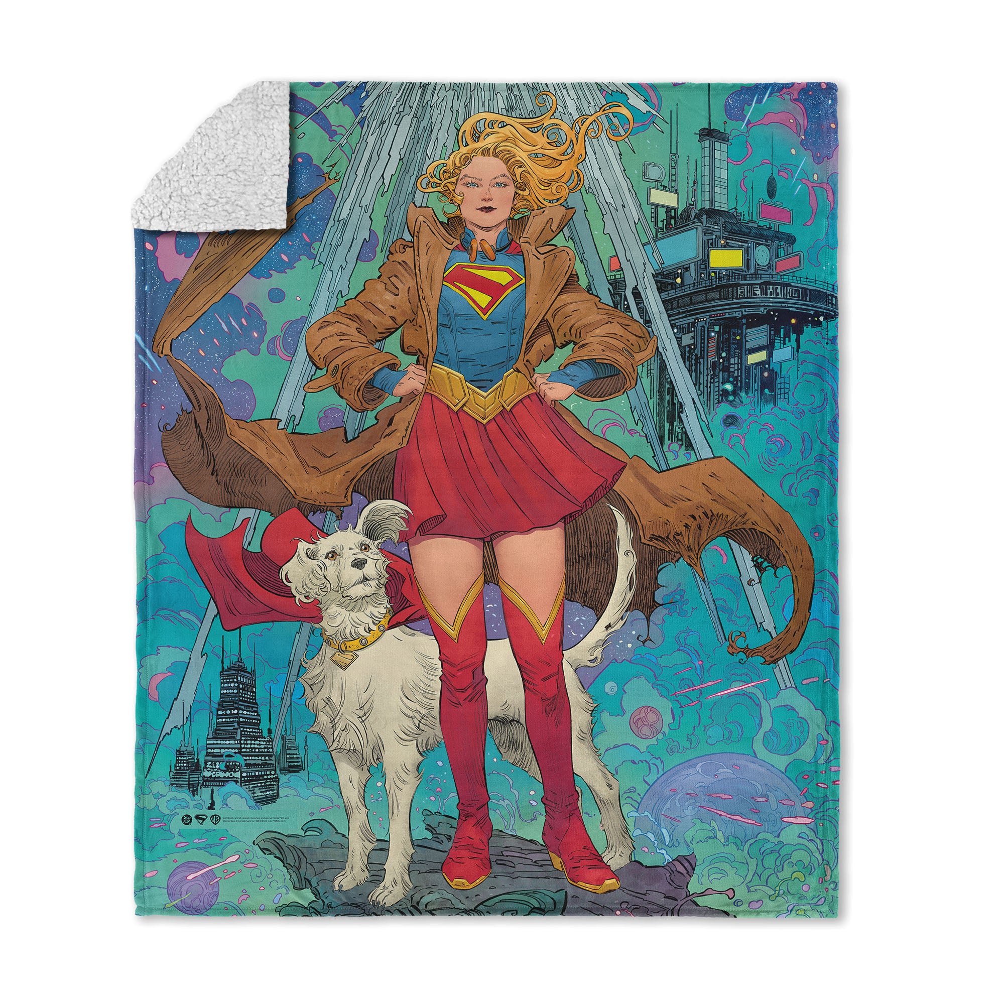 Warner Brothers Supergirl Supergirl Pose Silk Touch Sherpa Throw Blanket 50x60 inches