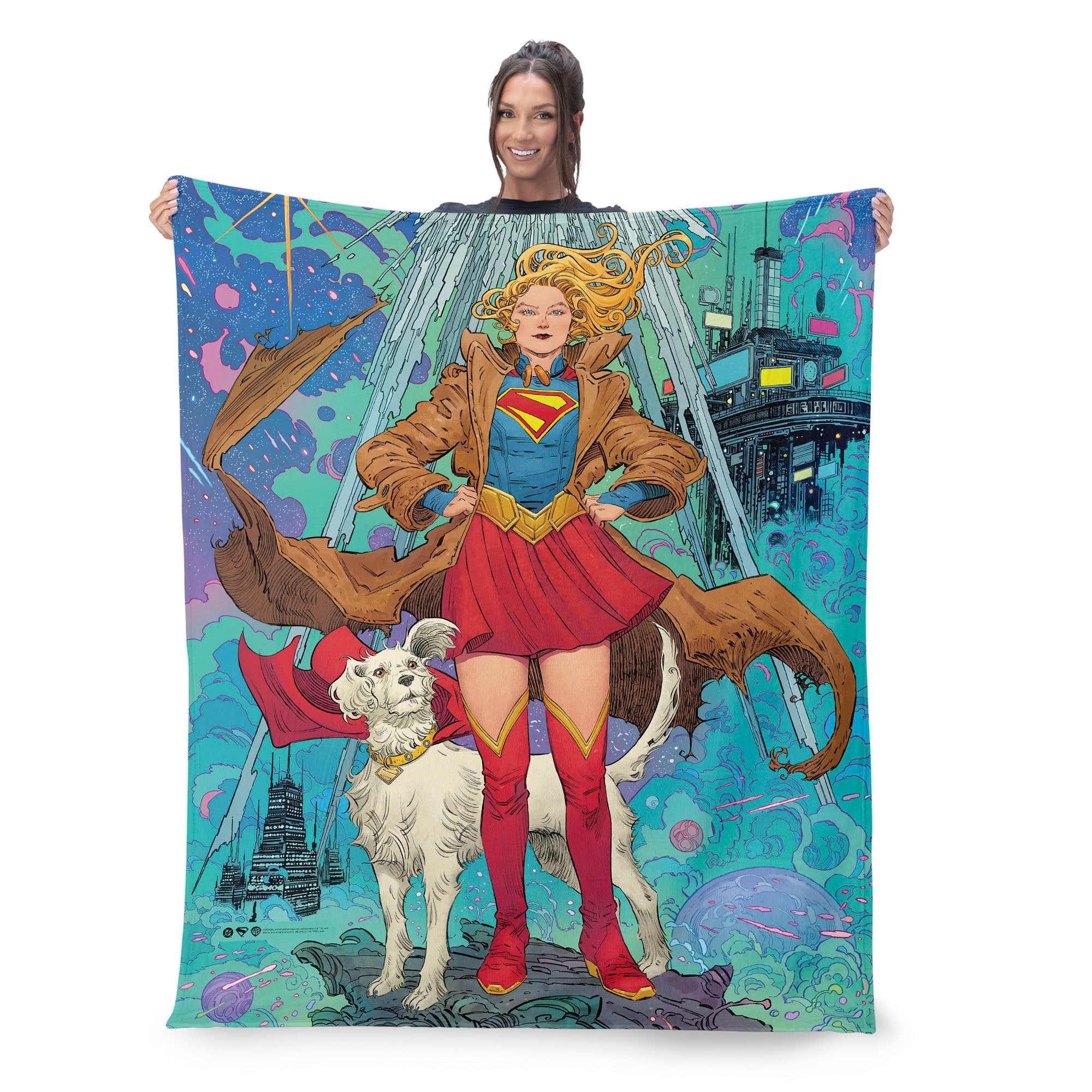 Warner Brothers Supergirl Supergirl Pose Silk Touch Sherpa Throw Blanket 50x60 inches